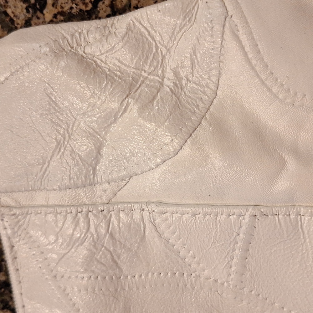 Vintage 80's White Leather Patchwork Convertible … - image 2